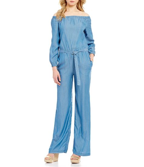 dillards denim jumpsuit